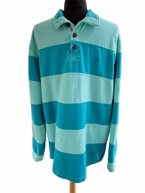 IZOD Saltwater Relaxed Classics Rugby Style Long Sleeve Polo Nautical Size XL